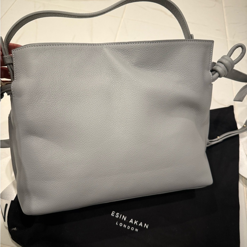 3-in-1 Grey Midi Emma Leather Crossbody Bag NWOT - Picture 10 of 11